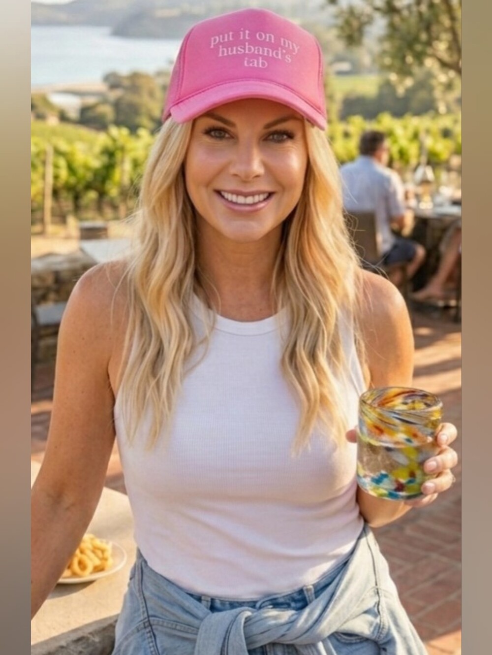Put It On My Husband's Tab Pink Trucker Hat